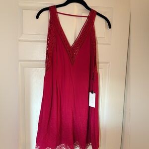 Astr Crimson Lace Detail Dress